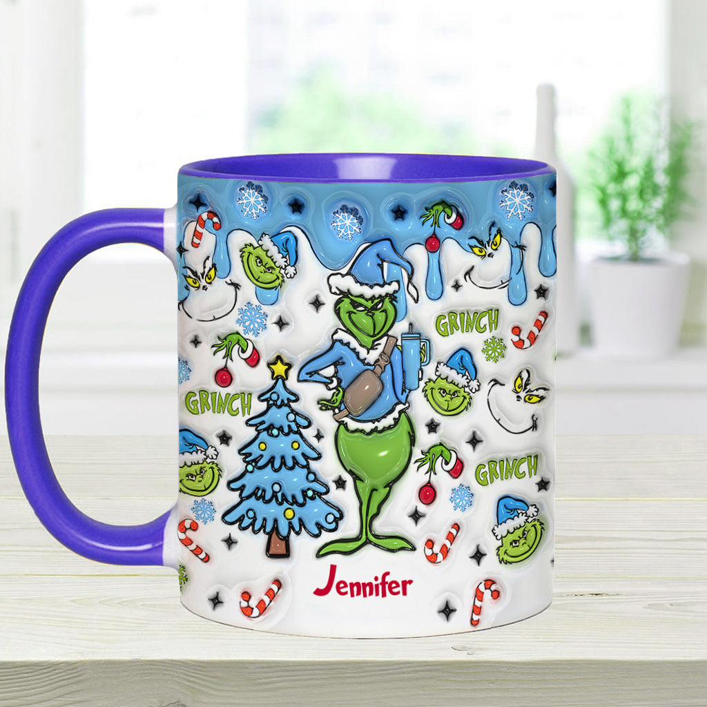Personalized Grinch Accent Mug Custom Name Christmas Gift