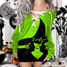 Load image into Gallery viewer, Personalized Off Shoulder Witch Dress Custom Name for Halloween
