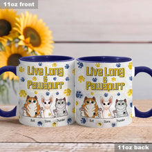 Load image into Gallery viewer, Personalized Accent Mug Live Long and Pawspurr Cat Design Gift for Pet Lovers
