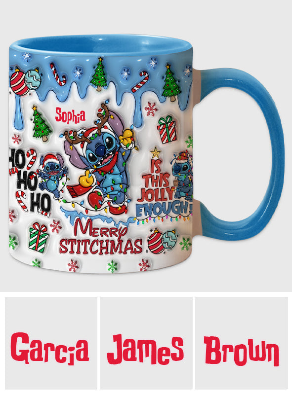 Personalized Merry Stitchmas Accent Mug Custom Name Gift