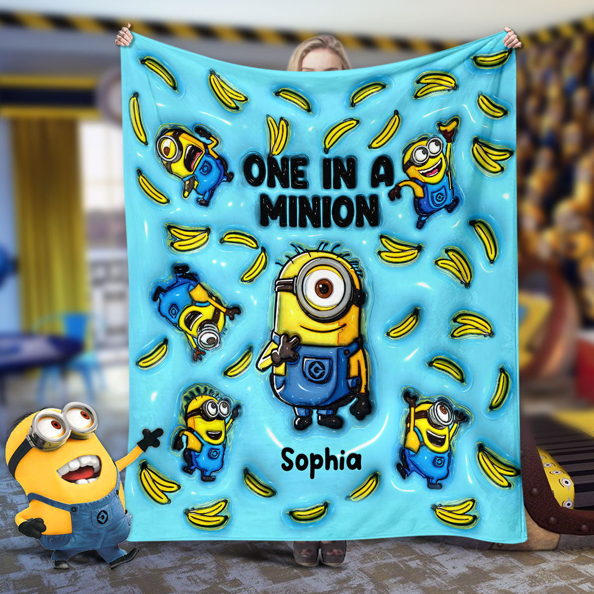 Personalized One In A Minion Blanket Custom Name Gift