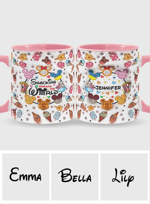 Personalized Snacking Around the World Accent Mug Gift for Mom