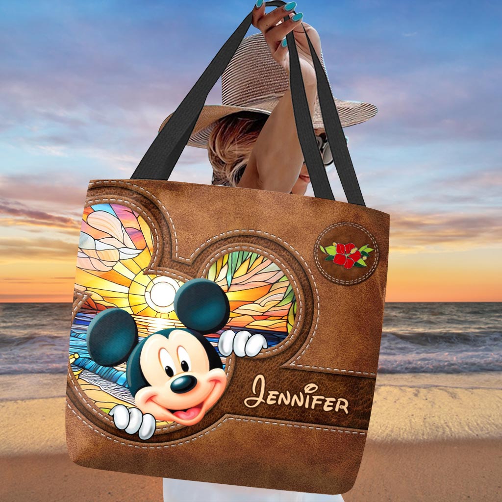 Personalized Mickey Mouse Tote Bag Custom Name Beach Gift