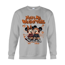Load image into Gallery viewer, Personalized Couples Mouse T-shirt &amp; Hoodie with Custom Names for Engagement or Anniversary
