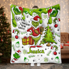 Load image into Gallery viewer, Personalized Grinchmas Blanket Soft Flannel Gift for Christmas
