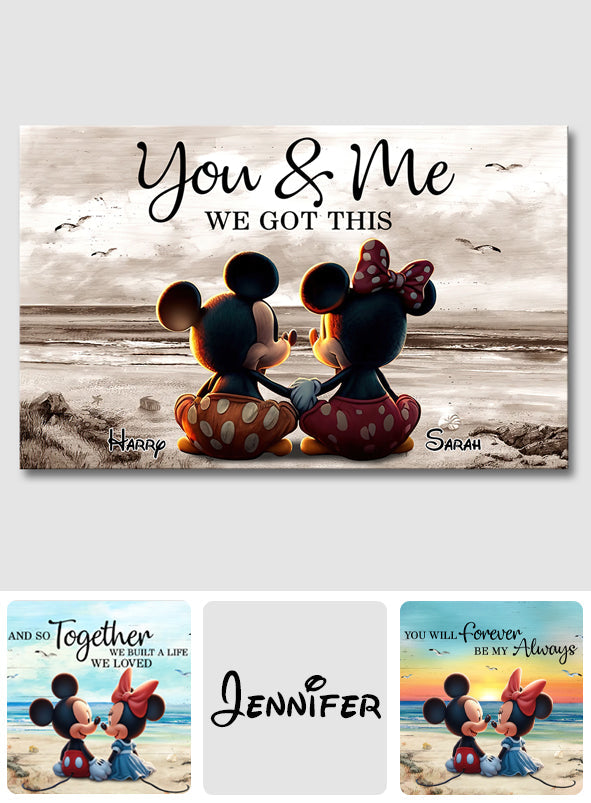 Personalized Couple Beach Scene Canvas Vintage Art Gift