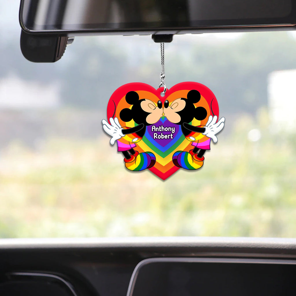 Personalized Car Ornament Love Is Love LGBT Rainbow Gift