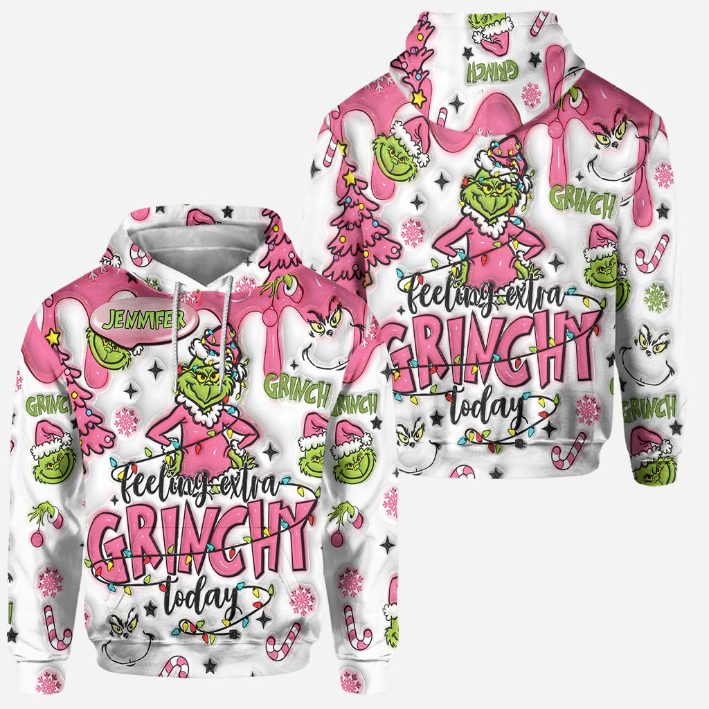Personalized Grinchy Hoodie and Leggings Set for Christmas Gift