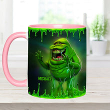 Load image into Gallery viewer, Personalized Green Ghost Accent Mug for Halloween &amp; Birthdays
