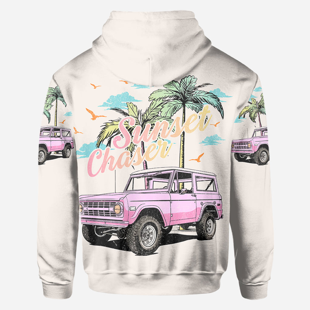 Personalized Sunset Chaser All Over Shirt with Custom Name for Beach Lovers