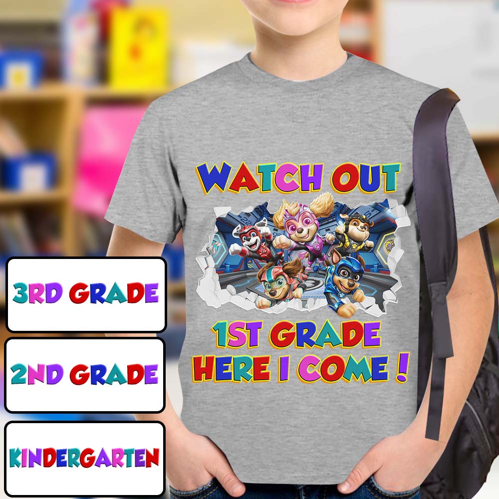 Personalized Kids T-Shirt with Watch Out Design for Back to School