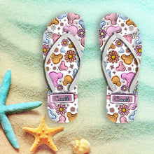 Load image into Gallery viewer, Personalized Floral Flip Flops Custom Name Gift for Mom
