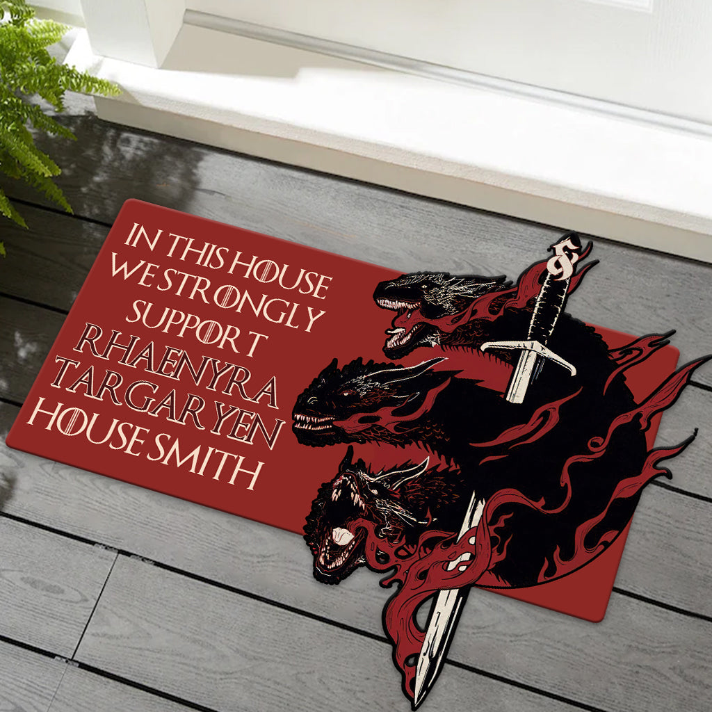 Personalized Thrones Game Shaped Doormat Custom Family Name Gift
