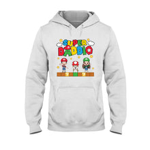 Load image into Gallery viewer, Personalized Super Daddio T-shirt &amp; Hoodie Gift for Dad
