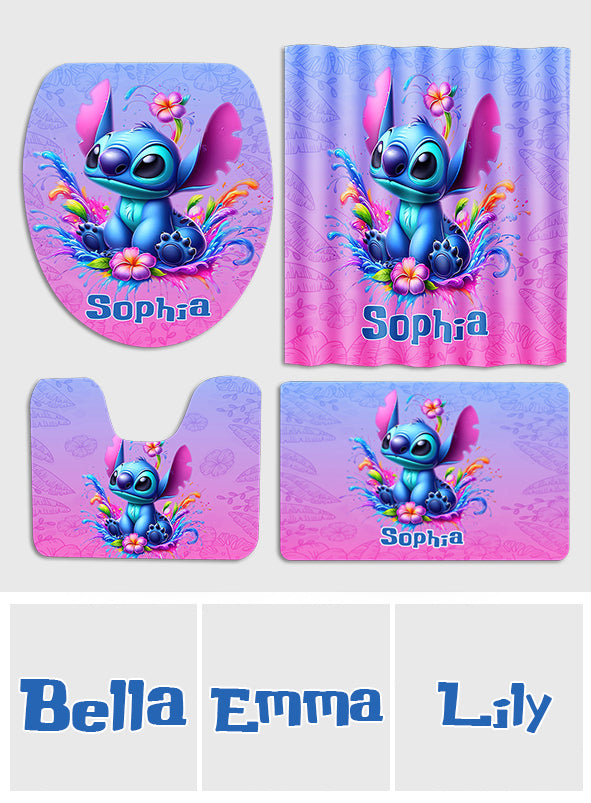 Personalized Ohana Bathroom Curtain & Mats Set Unique Gift for Kids