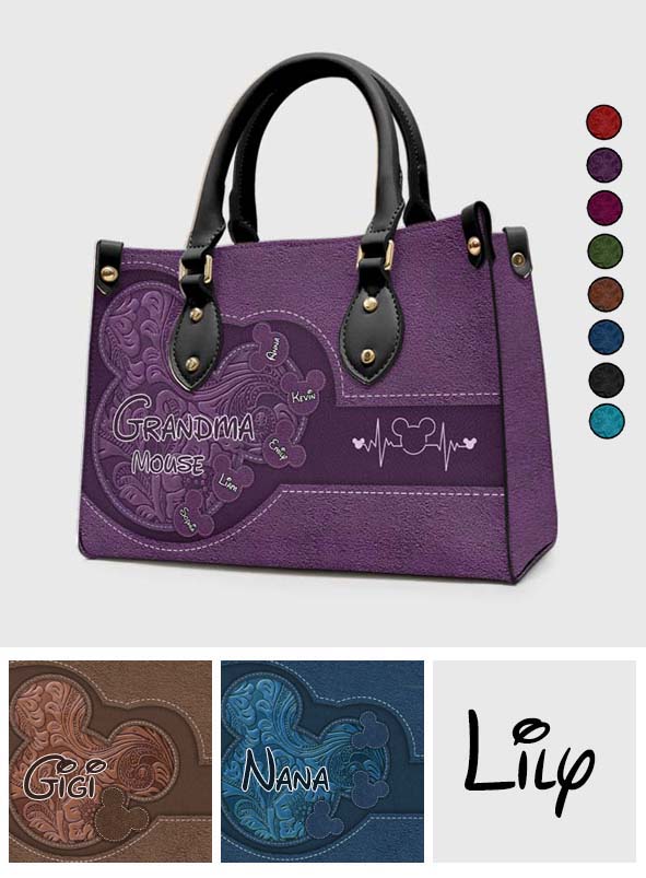 Personalized Mouse Ears Leather Handbag Custom Name Gift for Grandma
