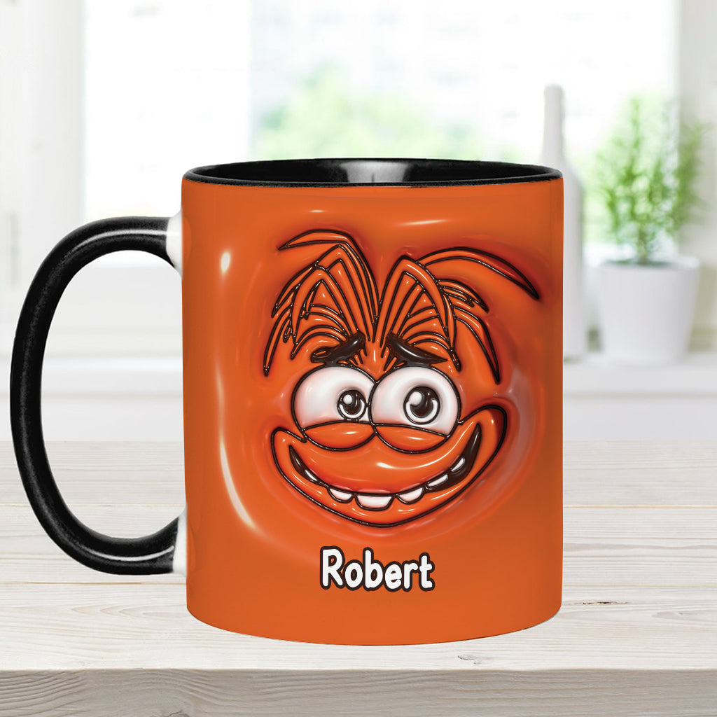 Personalized Two-Tone Accent Mug with Emotive Character - Custom Name Gift