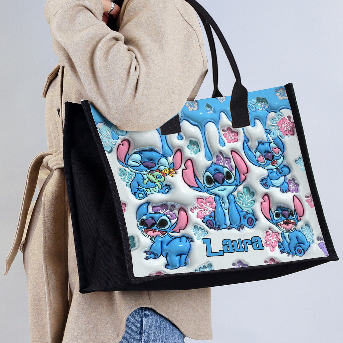 Personalized Ohana Canvas Tote Bag Custom Name Gift for Mom