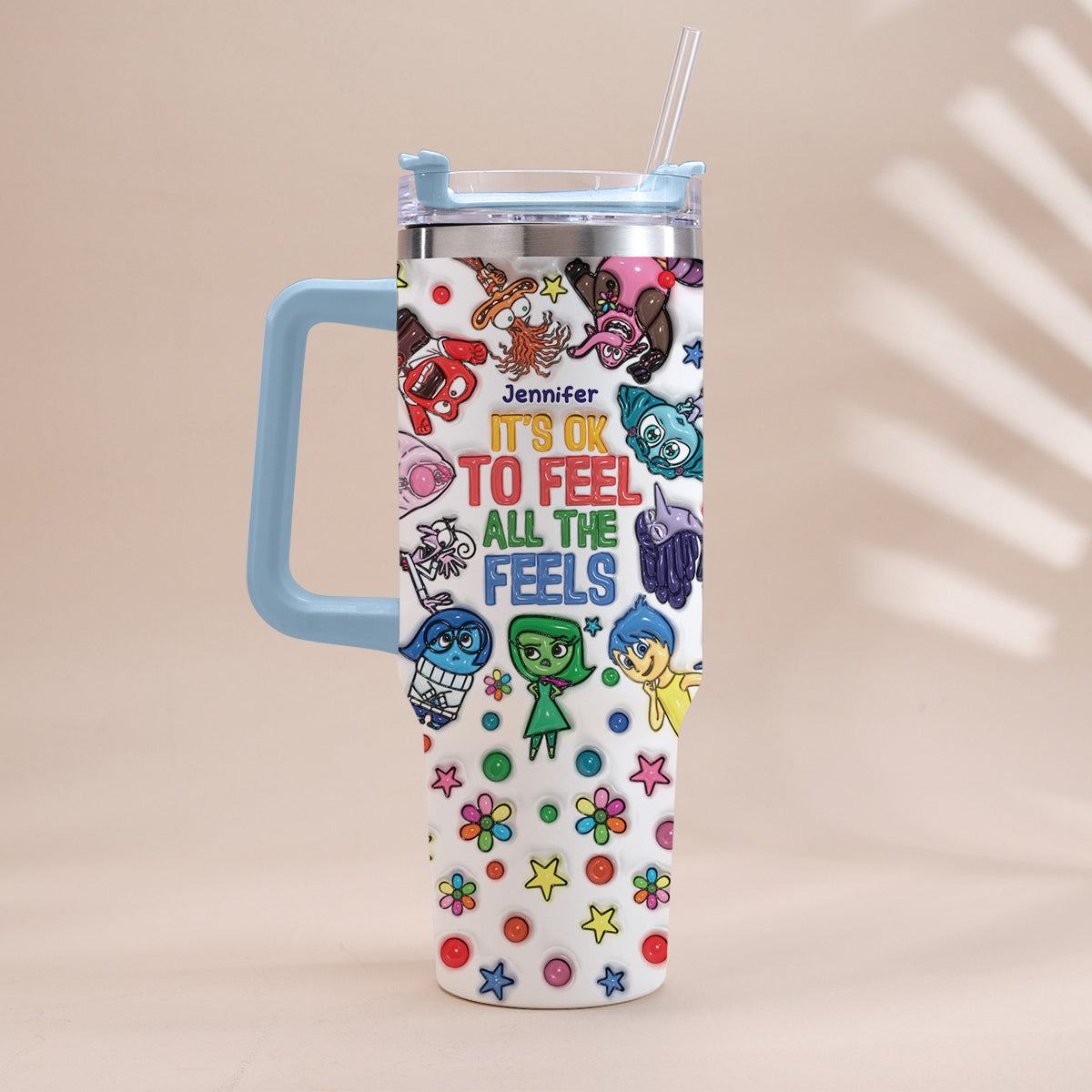 Personalized Insulated Tumbler with Handle - Custom Name Gift for Kids