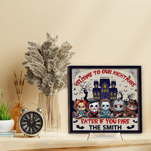 Load image into Gallery viewer, Personalized 2 Layered Wood Sign with Custom Name for Halloween Decor
