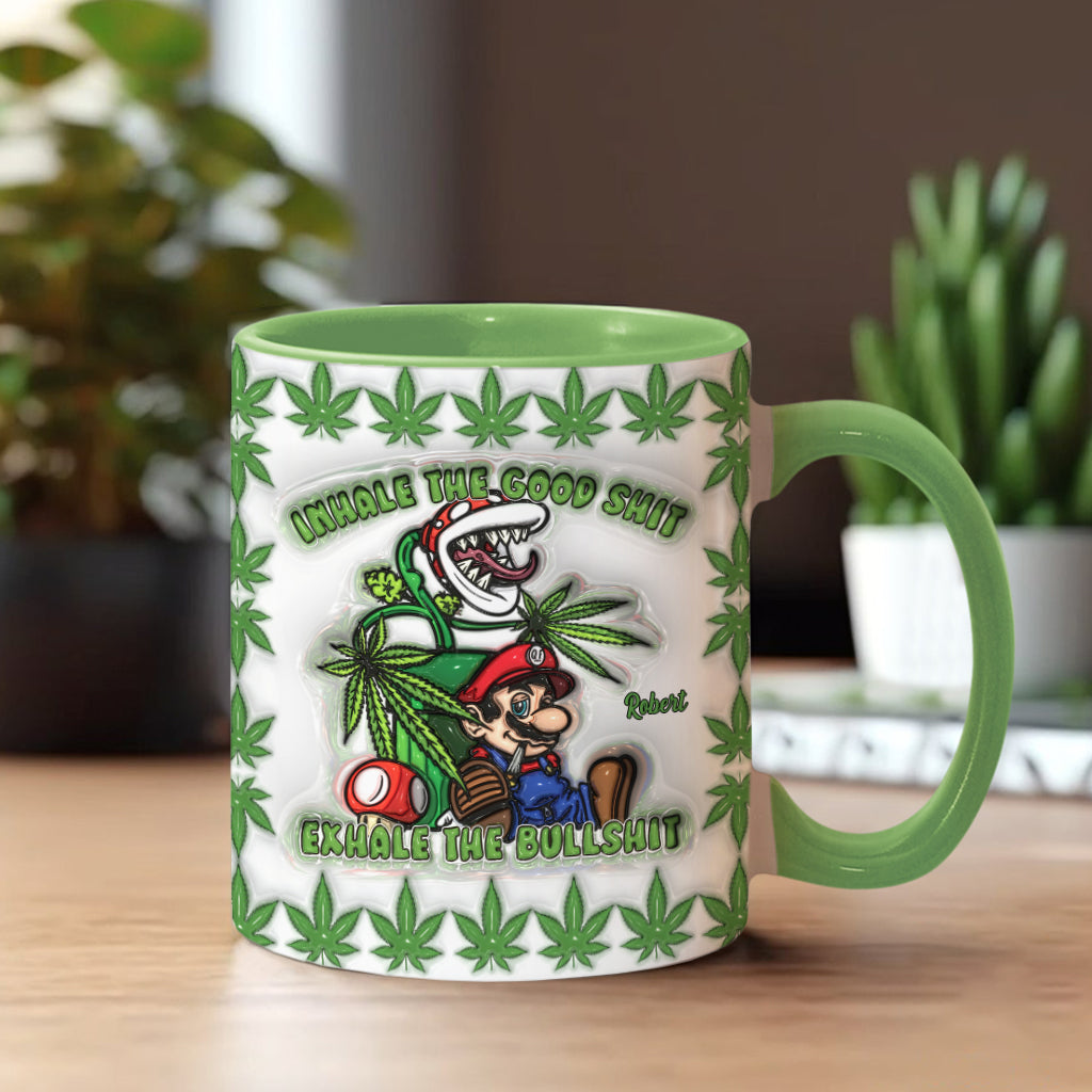 Personalized Weed Accent Mug Inhale the Good Sh*t Gift