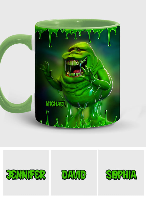 Personalized Green Ghost Accent Mug for Halloween & Birthdays