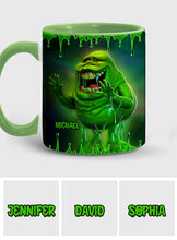 Load image into Gallery viewer, Personalized Green Ghost Accent Mug for Halloween &amp; Birthdays
