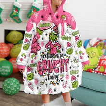 Load image into Gallery viewer, Personalized Grinchy Blanket Hoodie Custom Name Gift for Kids
