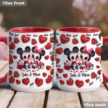 Load image into Gallery viewer, Personalized Couple Heart Mug with Custom Names for Anniversary Gift
