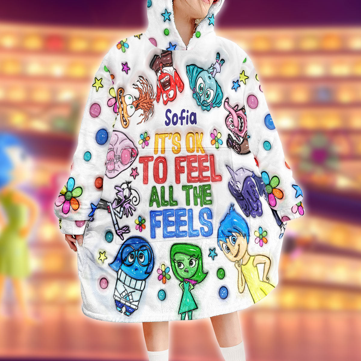 Personalized Hoodie Blanket with Feelings Design for Kids