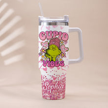 Load image into Gallery viewer, Personalized Cupid Vibes Tumbler with Handle for Christmas Gift
