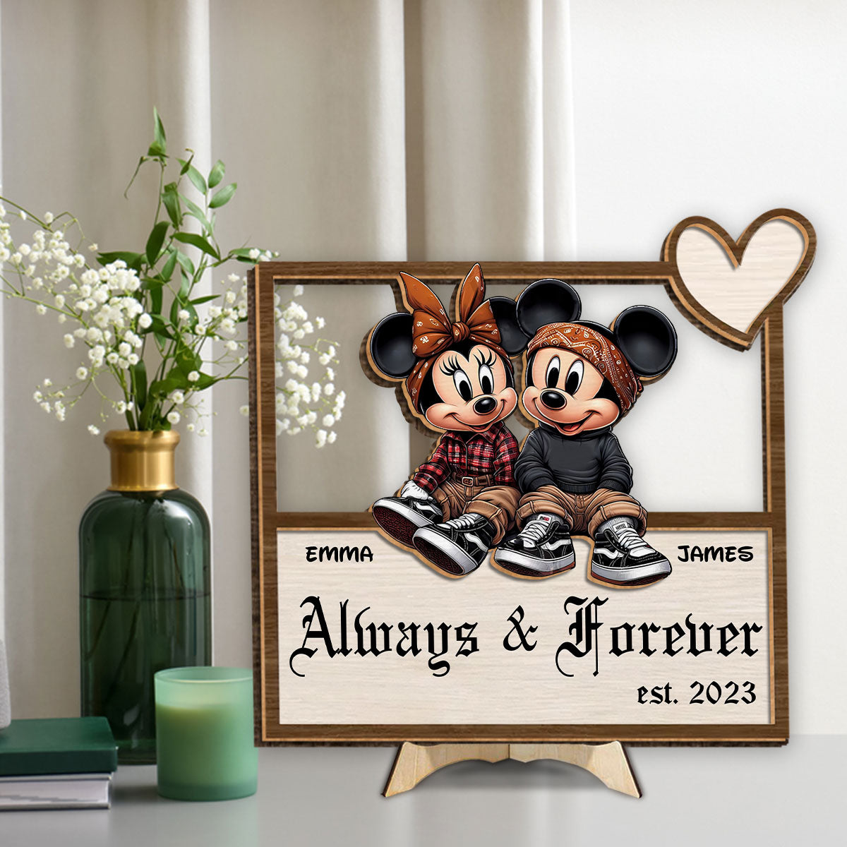 Personalized Always And Forever 2 Layered Wood Sign Gift for Couples