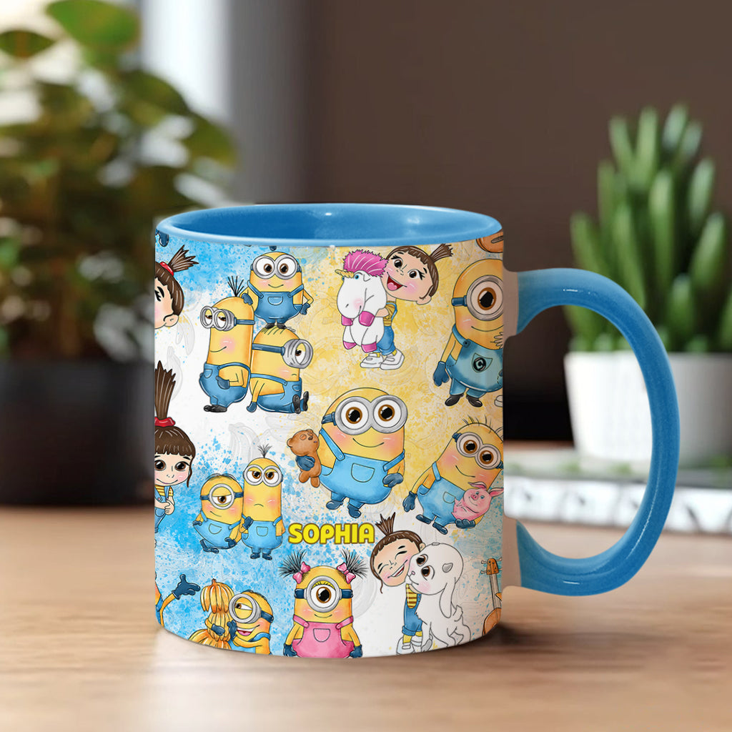 Personalized Yellow Monster Accent Mug for Kids - Custom Name Gift