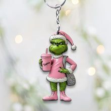 Load image into Gallery viewer, Personalized Grinch Keychain Custom Name Gift for Christmas
