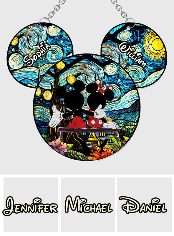 Personalized Mouse Couple Suncatcher Ornament for Animal Lovers