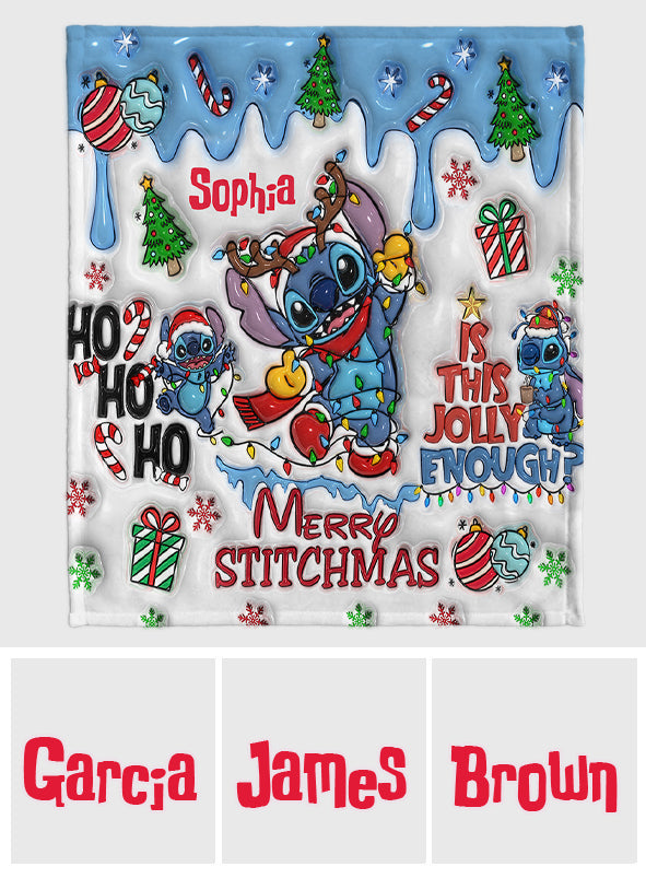 Personalized Merry Stichmas Ohana Blanket Custom Name Gift