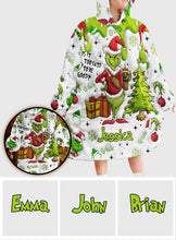 Load image into Gallery viewer, Personalized Grinchmas Blanket Hoodie Gift for Kids - Cozy Holiday Apparel
