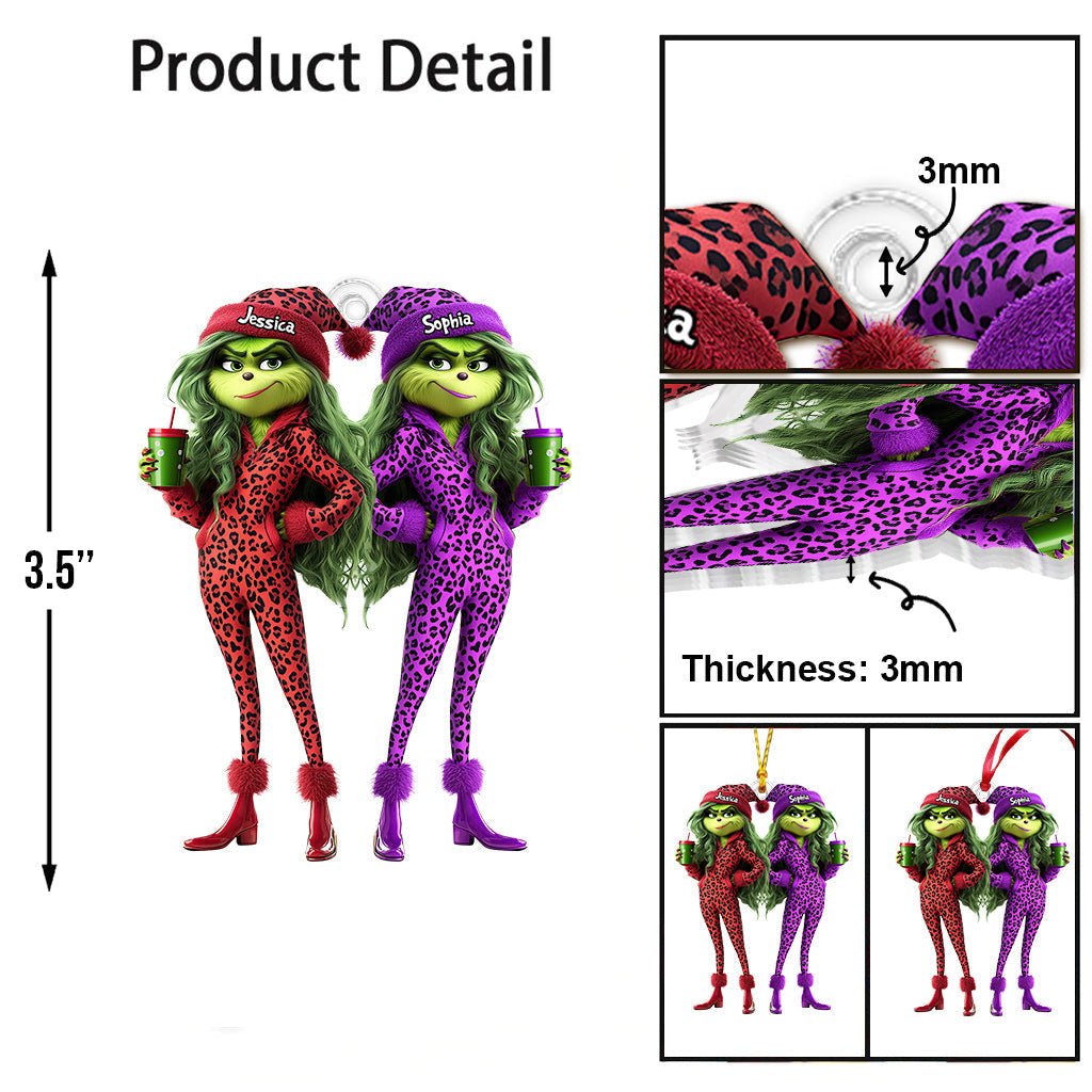 Personalized Grinch Squad Transparent Ornament Custom Gift for Christmas