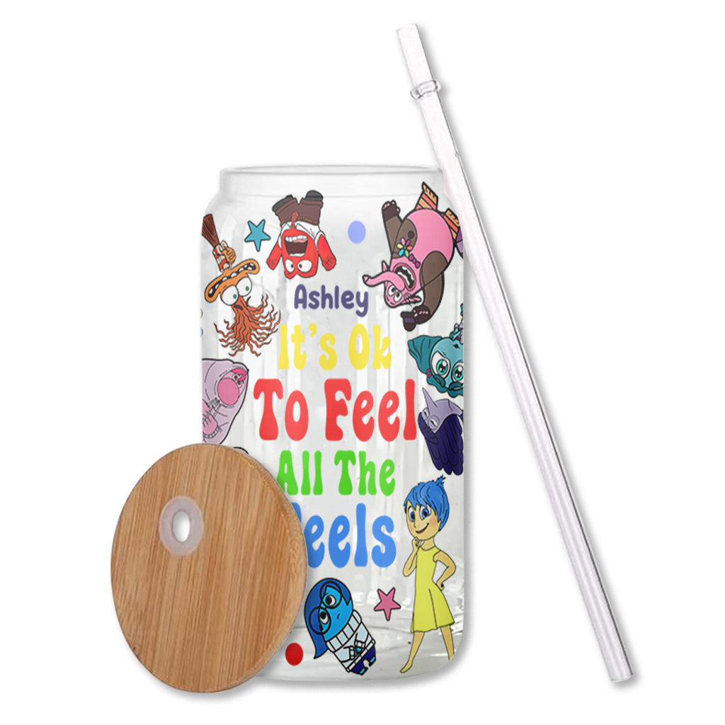Personalized 16oz Can Glass with Straw Custom Name Gift
