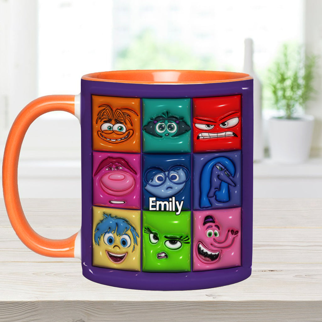 Personalized Accent Mug with Emotion Faces Custom Name Gift