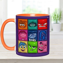 Load image into Gallery viewer, Personalized Accent Mug with Emotion Faces Custom Name Gift
