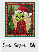 Load image into Gallery viewer, Personalized Christmas Quilt with Green Lady Design for Unique Gifts
