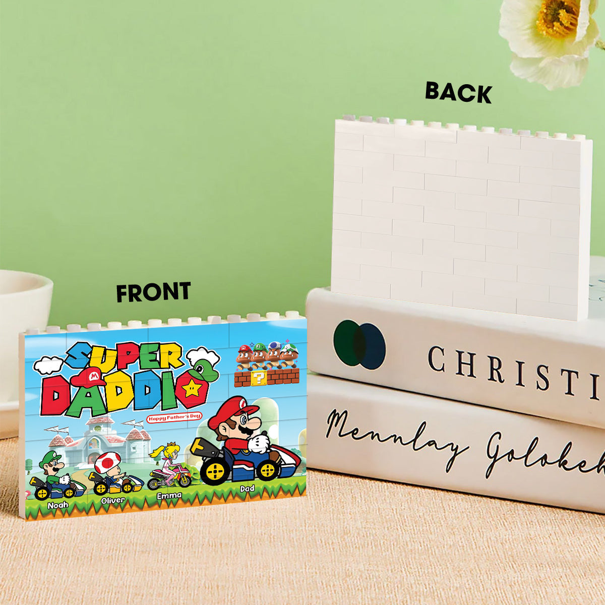 Personalized Super Dad Building Brick Block Gift for Father's Day
