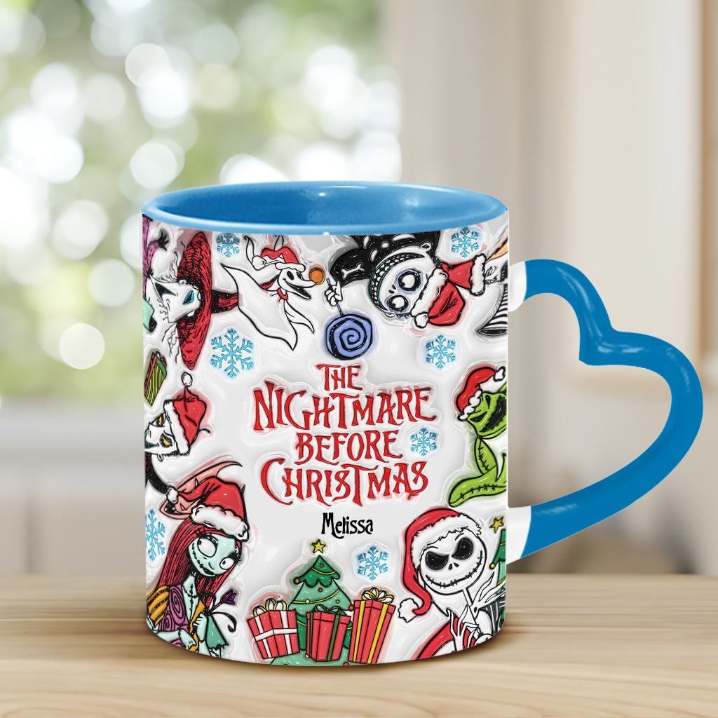 Personalized Nightmare Before Christmas Mug with Heart Handle