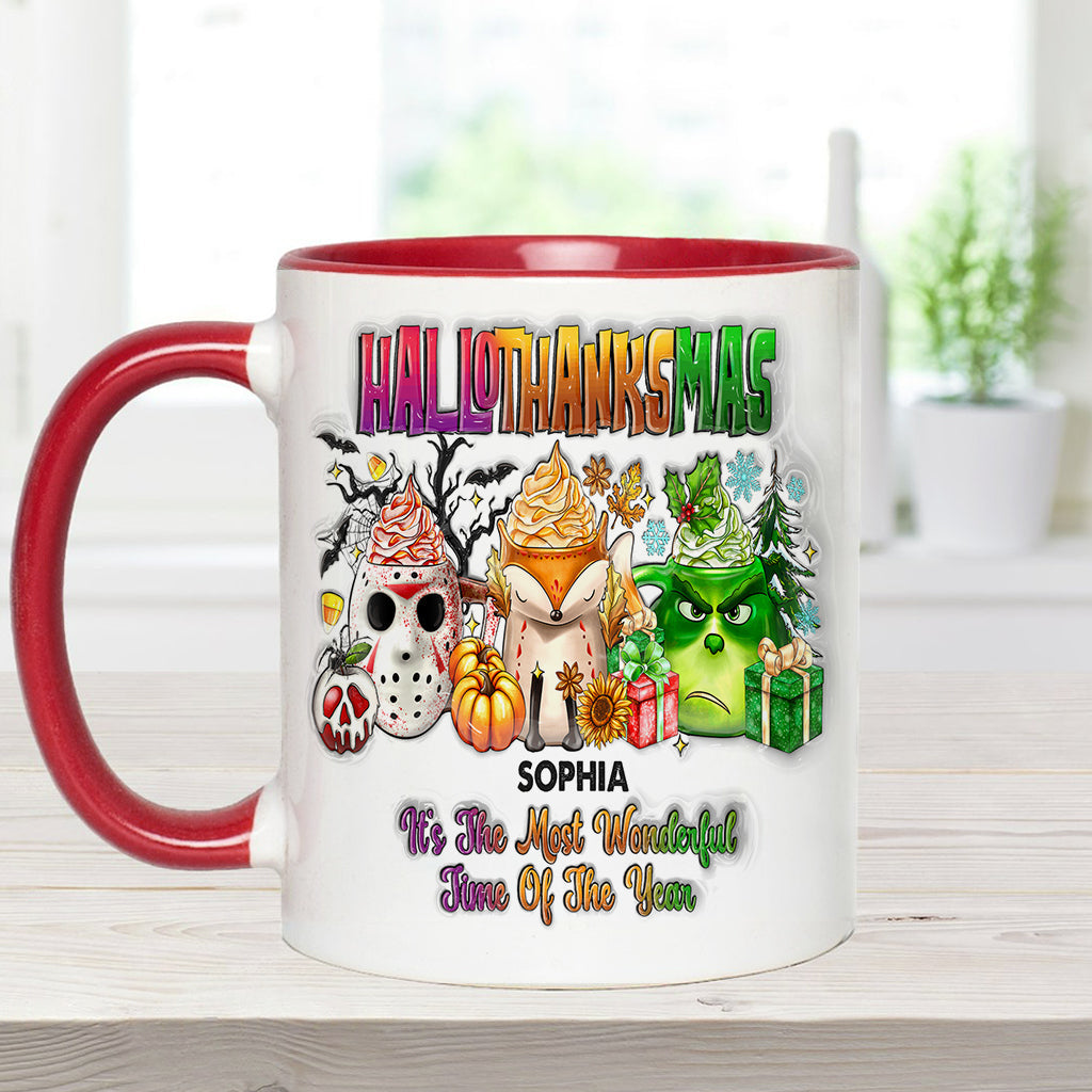 Personalized Hallothanksmas Accent Mug Custom Name Gift