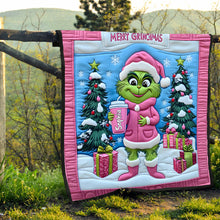 Load image into Gallery viewer, Personalized Grinch Christmas Quilt Custom Name Gift for Kids
