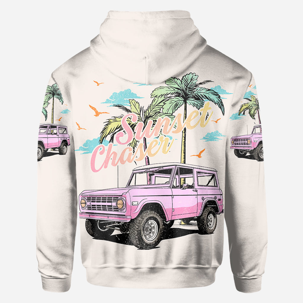 Personalized Sunset Chaser All Over Shirt with Custom Name for Beach Lovers