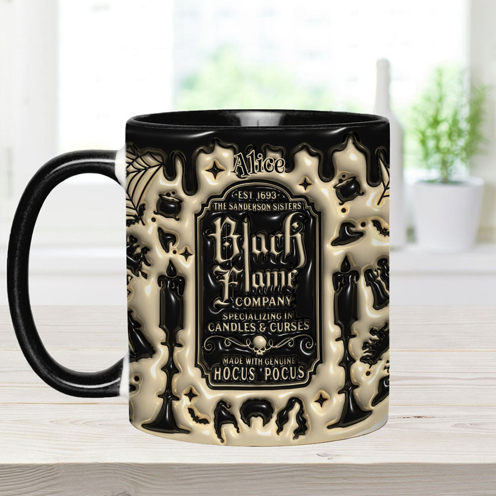 Personalized Black Flame Company Accent Mug Custom Name Halloween Gift