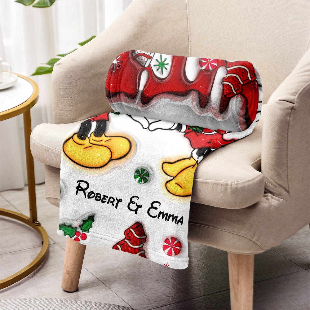 Personalized Christmas Mouse Blanket Gift for Family