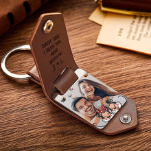 Load image into Gallery viewer, Personalized Leather Photo Keychain Couple Gift with Custom Message
